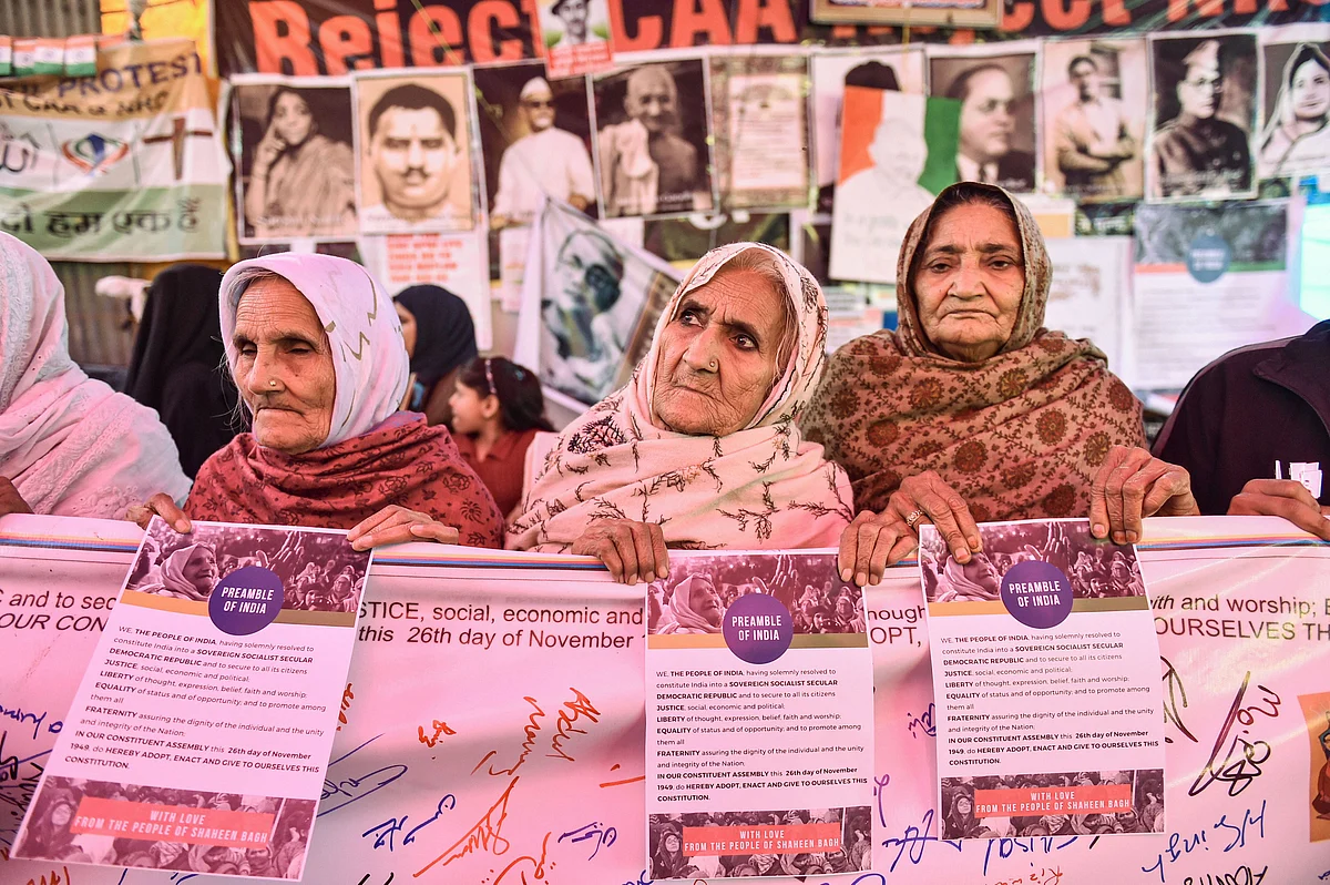 Elderly women during a demonstration against the CAA, at Shaheen Bagh in New Delhi, on Feb. 1, 2020. (Photograph: PTI)