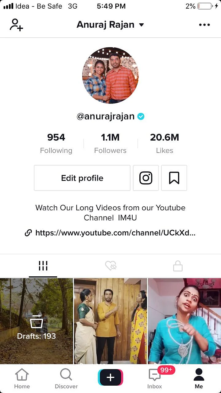 Screenshot of Anuraj’s Tiktok Page
