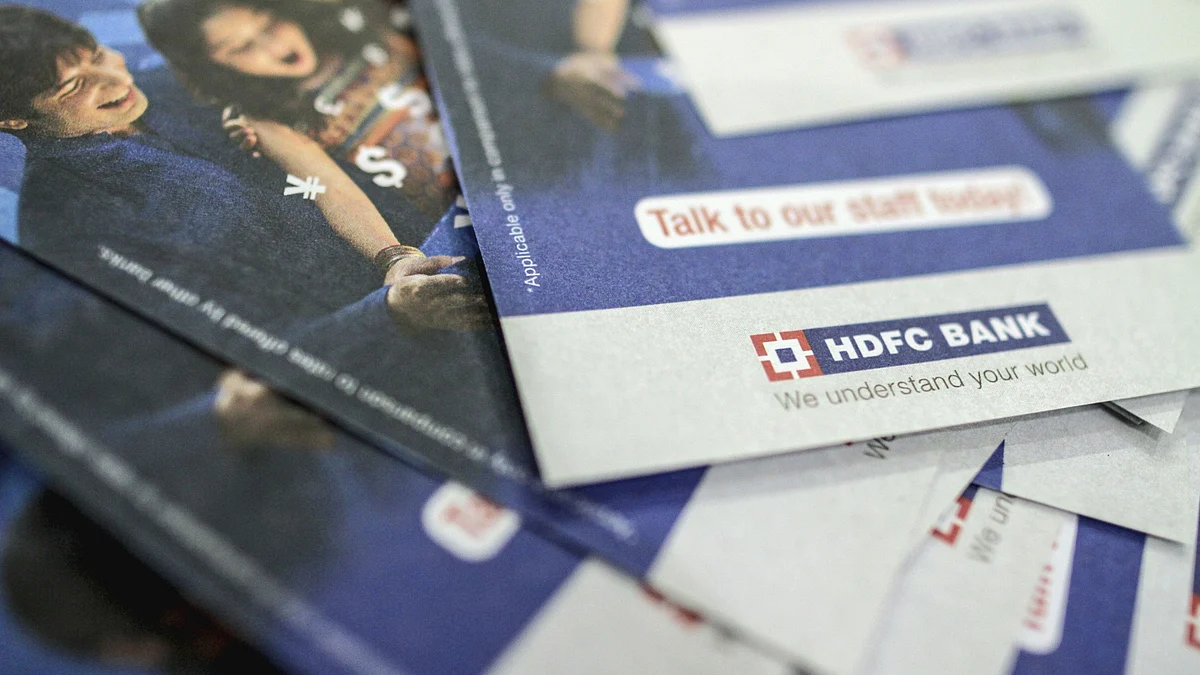 HDFC Bank Ltd. brochures are arranged for a photograph at the company’s bank branch in Mumbai, India. (Photographer: Dhiraj Singh/Bloomberg)