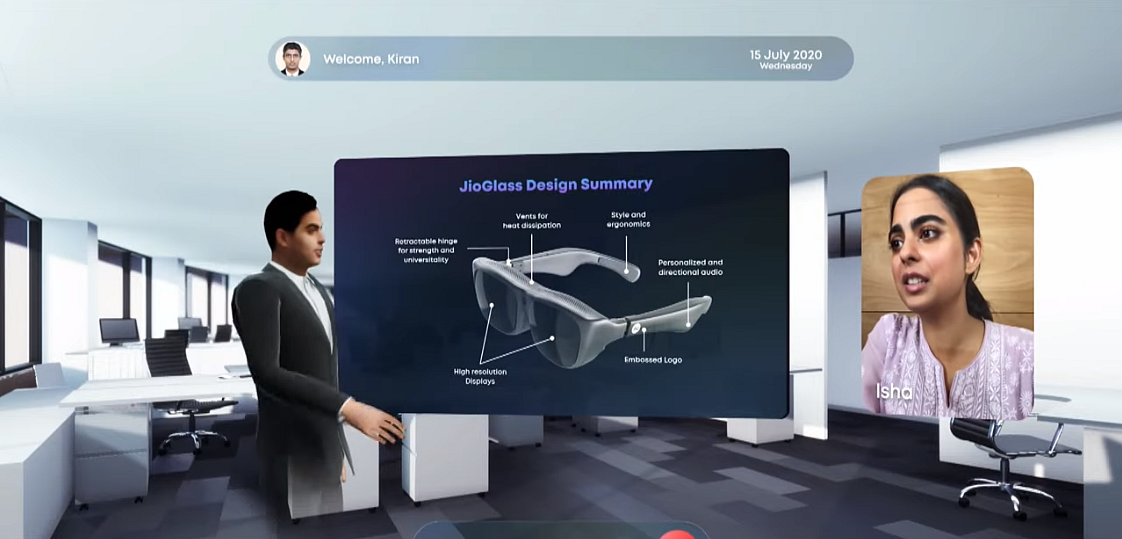 Demonstration of Jio Glass’ capabilities. (Source: Reliance Industries)