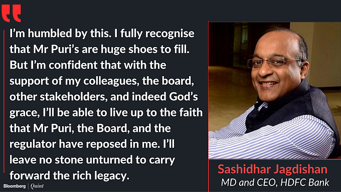 ‘Change Agent’ To CEO: Sashidhar Jagdishan Set To Bring Continuity To HDFC Bank