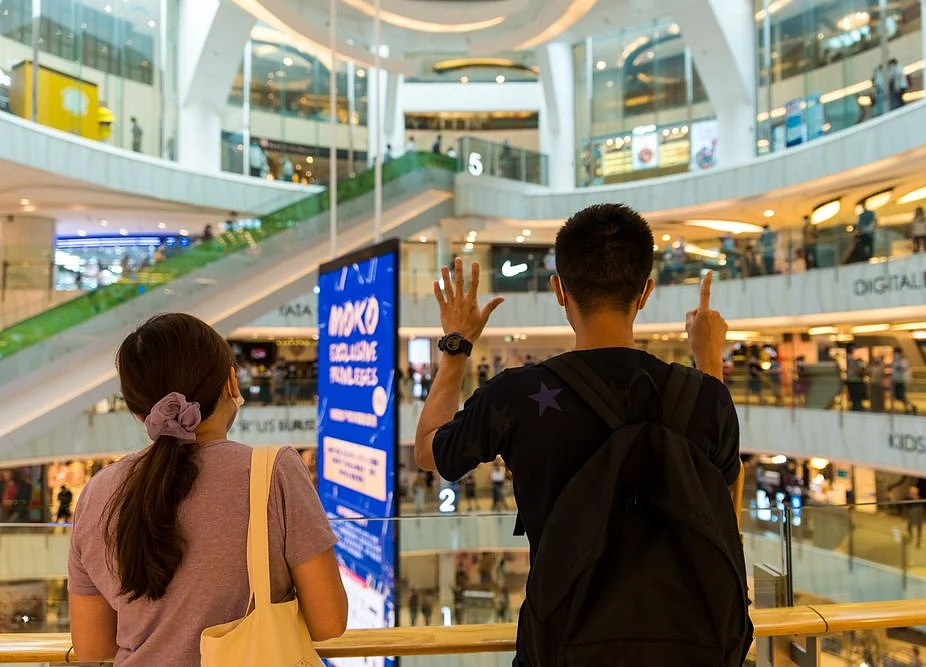 Hong Kong Protesters Stage Demonstration Inside Shopping Mall