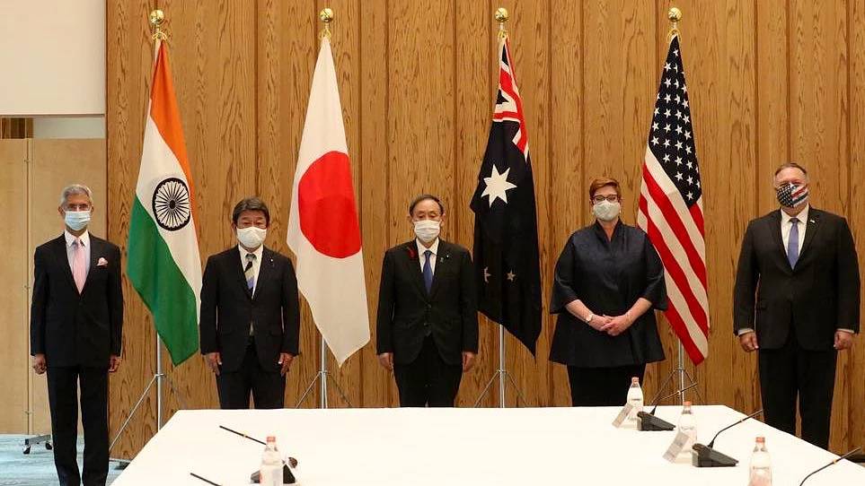 The Foreign Ministers of India, Japan, Australia, and the United States, at a ‘Quad’ meeting in Tokyo, on Oct. 6, 2020. (Photograph: S Jaishankar/Twitter)