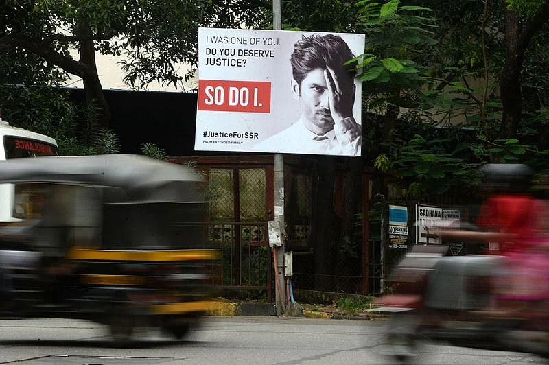 A billboard with Sushant Singh Rajput in Mumbai on Sept. 28. PHOTOGRAPHER: INDRANIL MUKHERJEE/AFP/GETTY IMAGES 