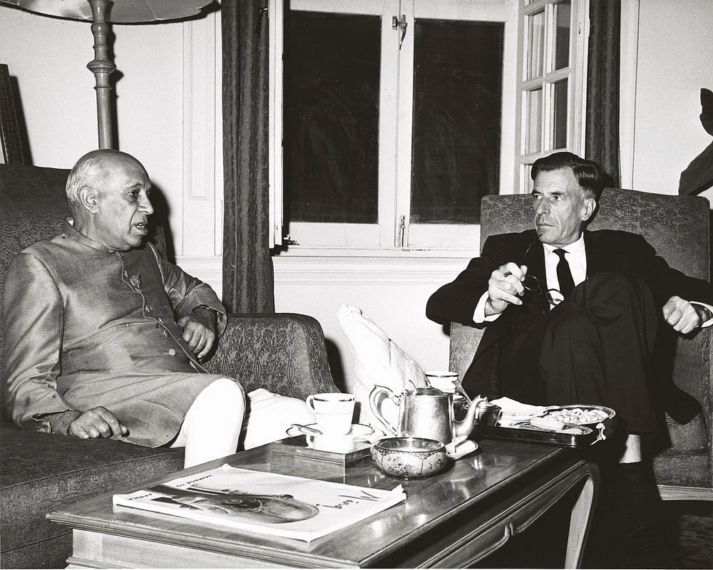 Prime Minister Jawaharlal Nehru and U.S. Ambassador John Kenneth Galbraith, on Nov. 9, 1962. (Photograph: JFK Library)