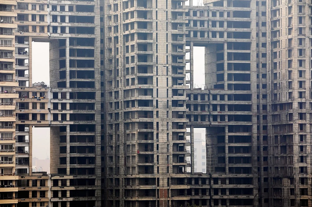 Unfinished apartments, abandoned part way through construction, Uttar Pradesh, January. (Photo: Prashanth Vishwanathan/Bloomberg)