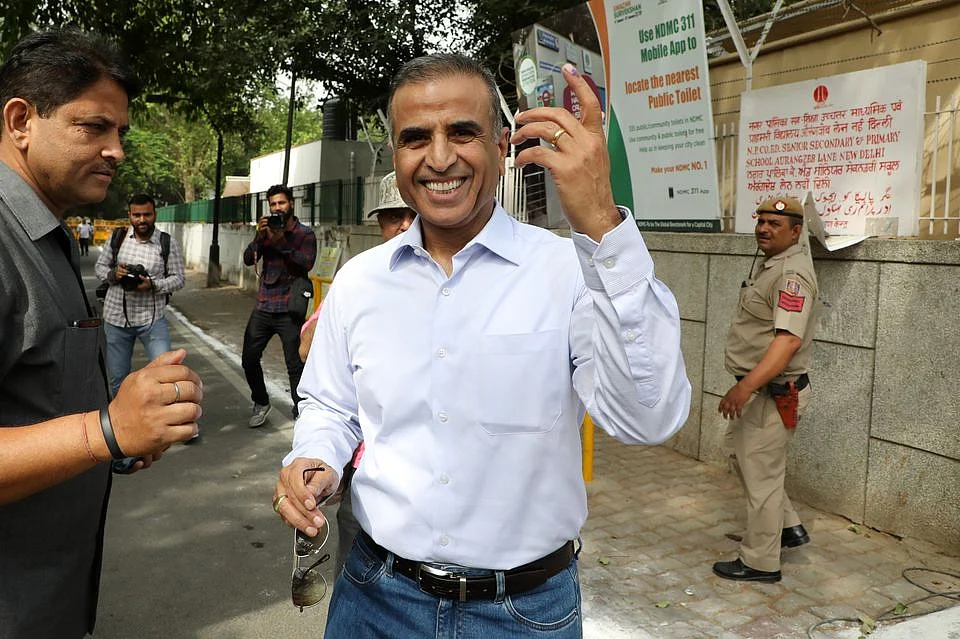 Sunil Mittal after voting, 2019. (Photo: T. Narayan/Bloomberg)