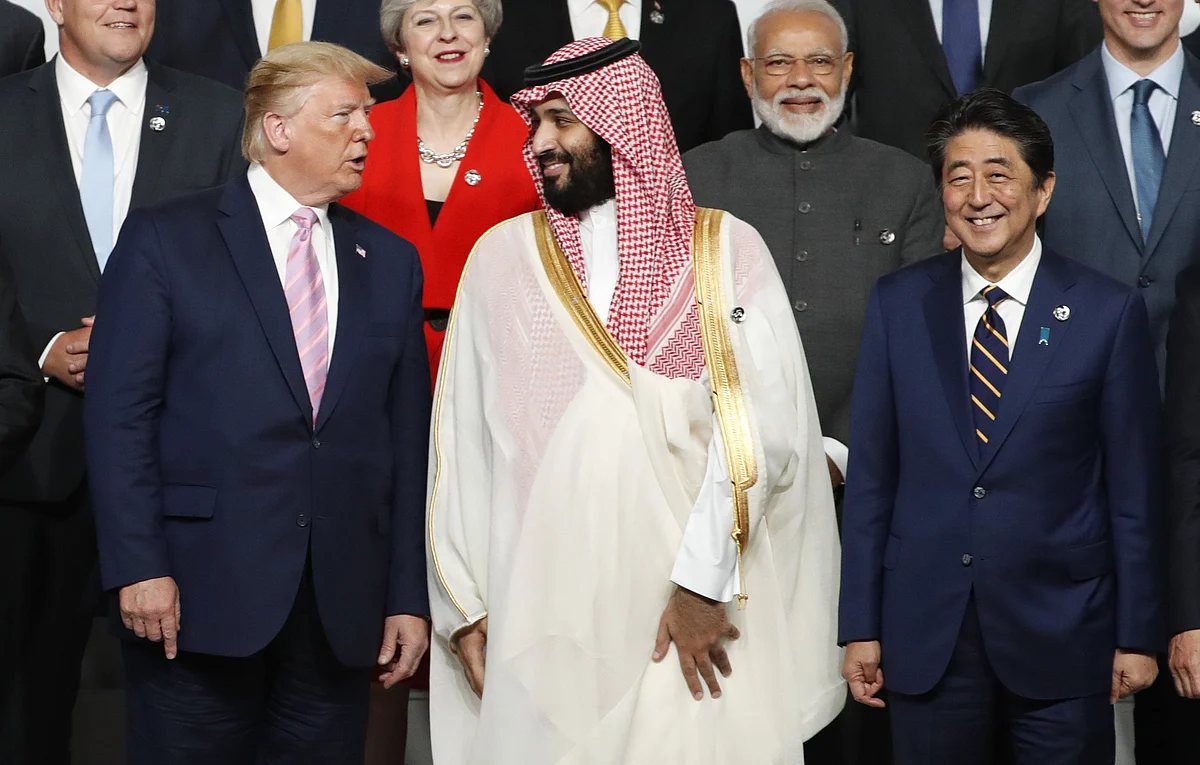 Donald Trump and Mohammed bin Salman speak at the G-20 summit in Osaka, on June 28, 2019. (Photographer: Kim Kyung-Hoon/Pool via Bloomberg)
