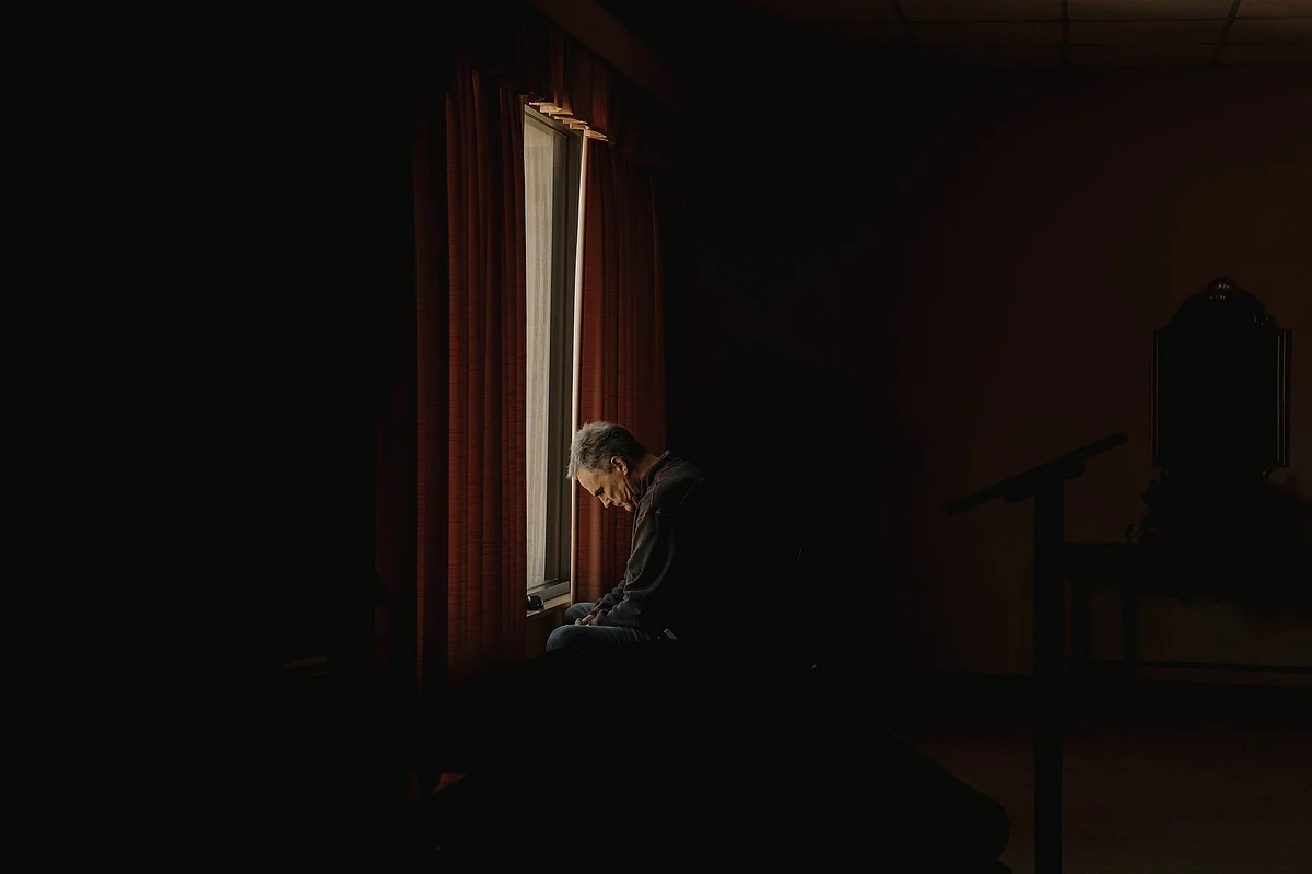 Unable to gather in mosques, synagogues of churches, the religious searched for new ways to show their faith. A man sits alone at the First Baptist Church in West Memphis, Arkansas, on April 5.Photographer: Houston Cofield/Bloomberg 
