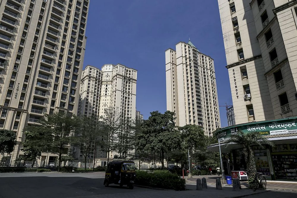 The residential complex where Mayank Vora owns an apartment. (Photographer: Dhiraj Singh/Bloomberg)