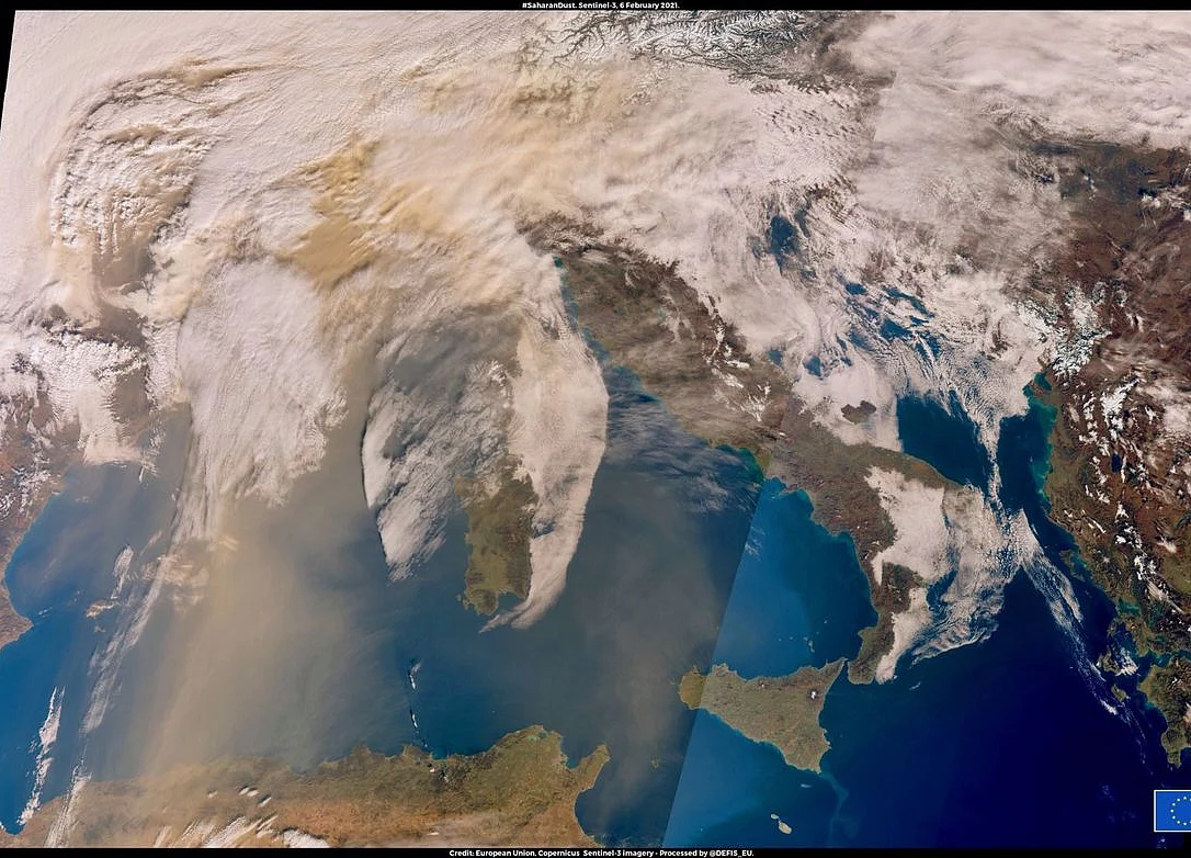 Plume of Saharan Dust Makes Europe Look Like the Red Planet