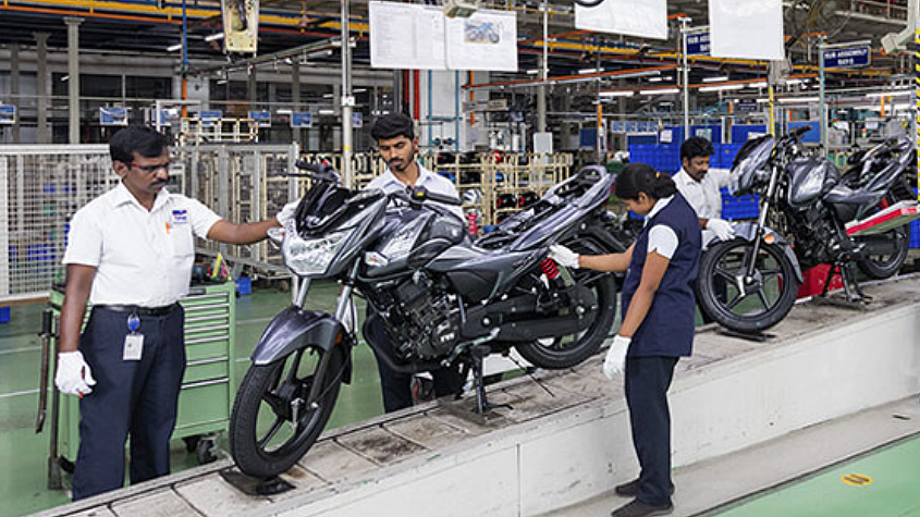 Bikes at production line at TVS Motor Company Ltd. (Source: Company website)