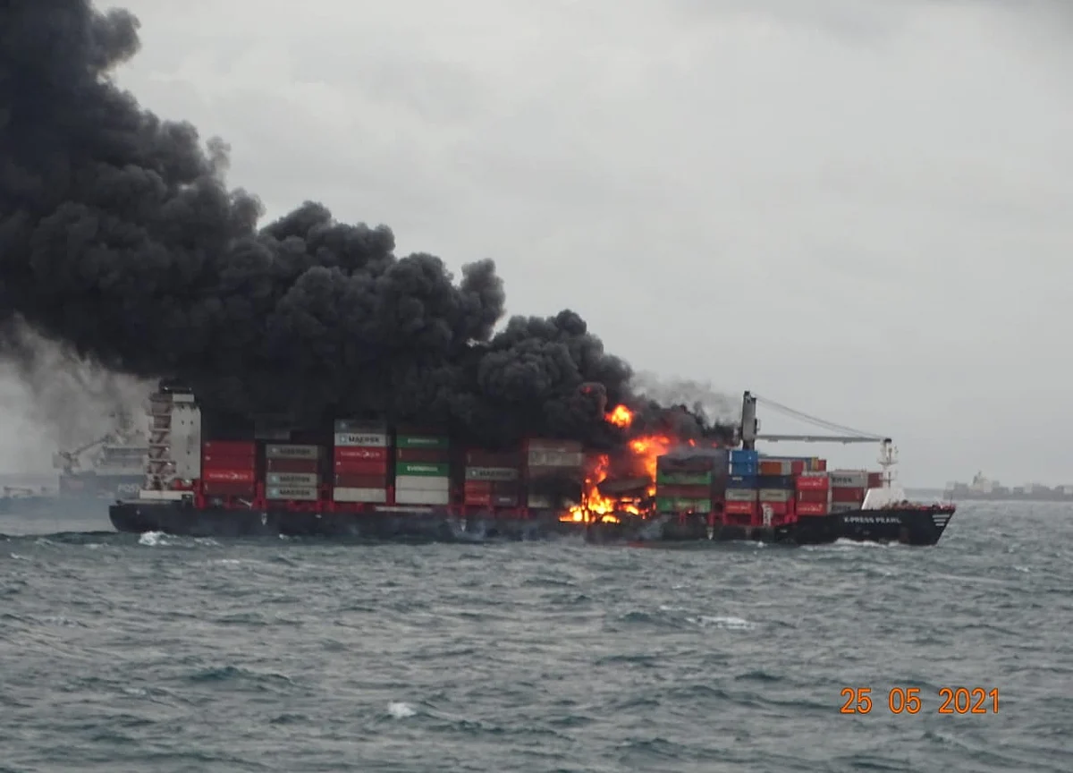 Container Ship Ablaze Off Colombo Threatens Chemical, Oil Spill