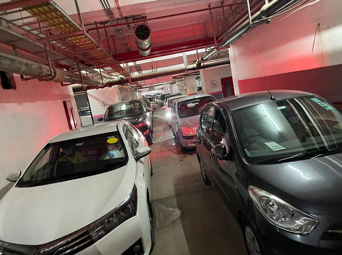 BMC’s new drive-in Covid vaccination centre in Dadar, Mumbai. (Photo: BMC)