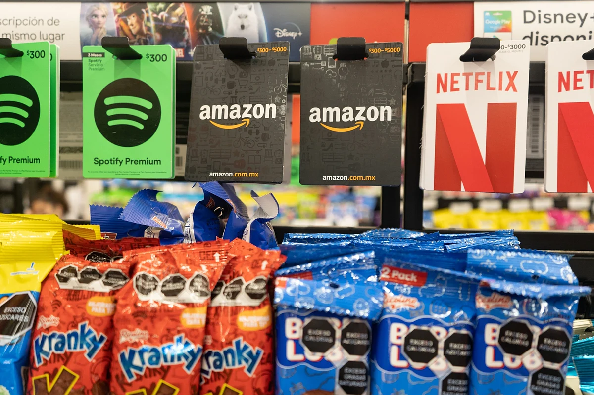 <div class="paragraphs"><p>Spotify, Amazon, and Netflix prepaid cards for sale in Mexico City, on Jan. 18, 2021. (Photographer: Alejandro Cegarra/Bloomberg)</p></div>
