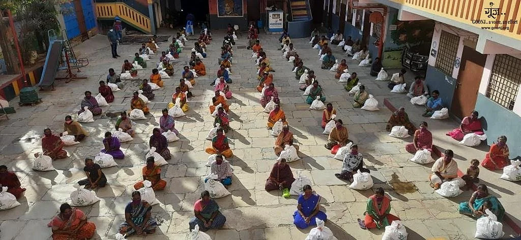 <div class="paragraphs"><p>Food kits being distributed as pandemic relief. (Image: GOONJ website)</p></div>