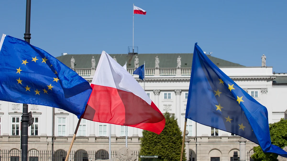 <div class="paragraphs"><p>Flags of the European Union (blue flag and yellow stars) and the Republic of Poland (White and Red). Image used for representational purposes only. </p></div>