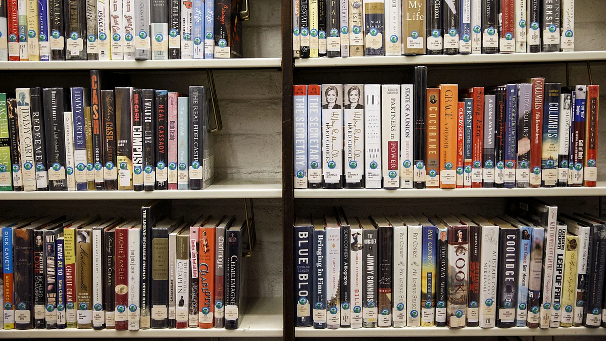<div class="paragraphs"><p>Books sit on shelves of a public library in Santa Clarita, California. (Photographer: Patrick T. Fallon/Bloomberg)</p></div>