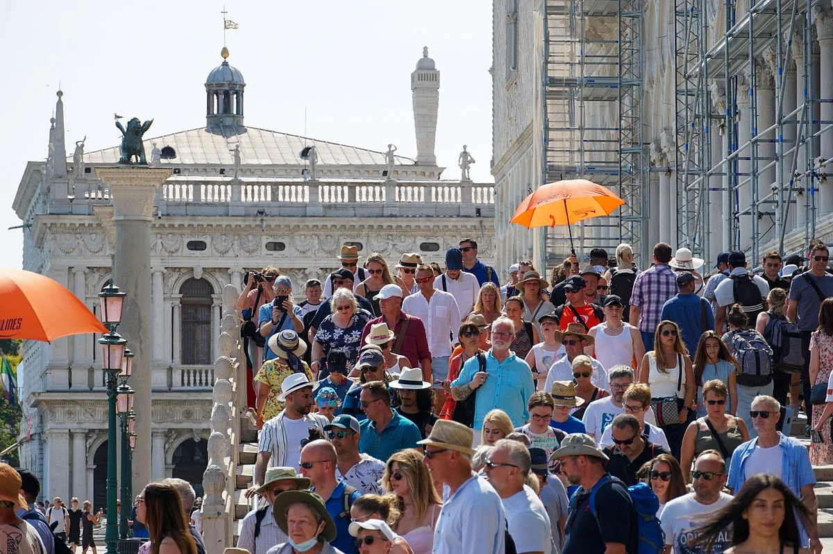 Tourists in Venice in June.