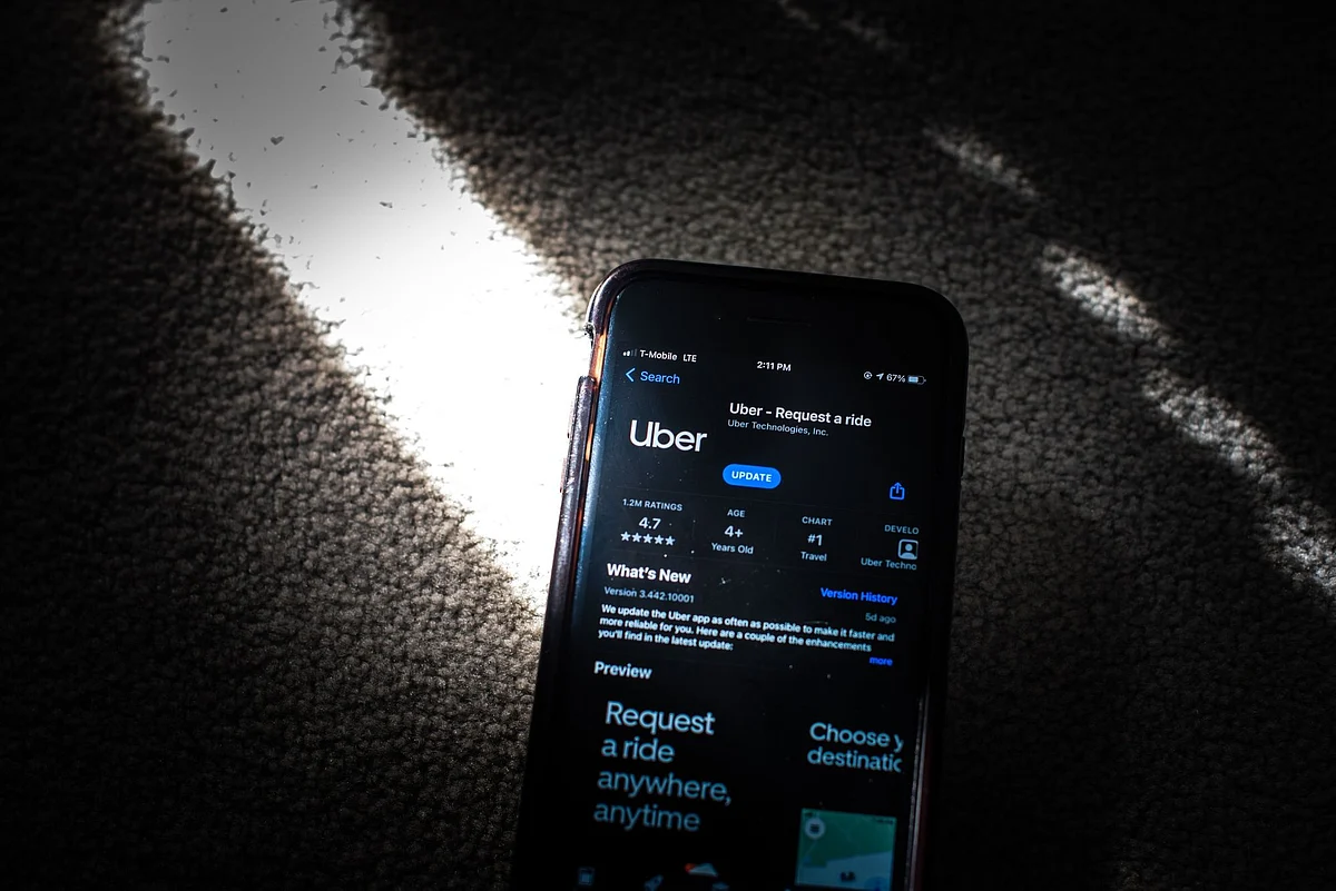 The Uber Technologies application on a smartphone arranged in Dobbs Ferry, New York, U.S., on Saturday, Feb. 6, 2021. Uber Technologies is scheduled to release earnings figures on February 10. Photographer: Tiffany Hagler-Geard/Bloomberg