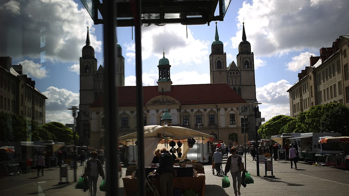 The city center of Magdeburg. Photographer: Krisztian Bocsi/Bloomberg