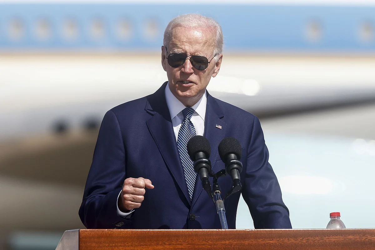 <div class="paragraphs"><p>US President Joe Biden, speaks during an arrival ceremony at Ben Gurion International Airport in Tel Aviv, Israel, on Wednesday, July 13, 2022.</p></div>