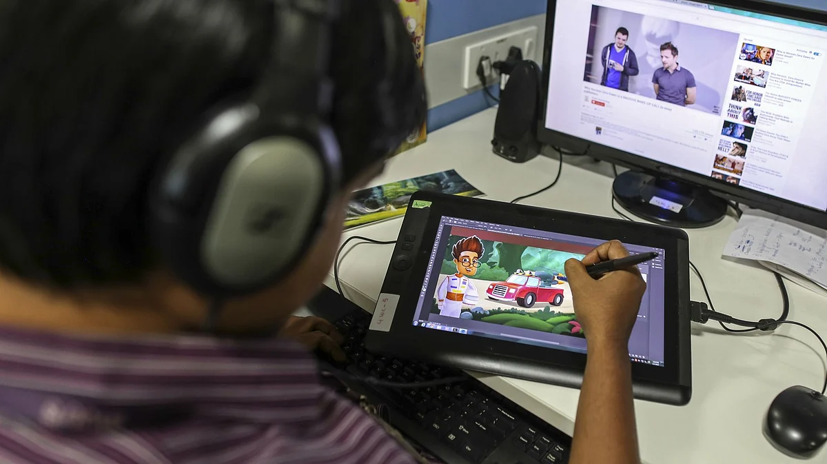 <div class="paragraphs"><p>An employee draws a cartoon for the Byju's learning app in the media department of Think & Learn's office in Bengaluru. </p></div>