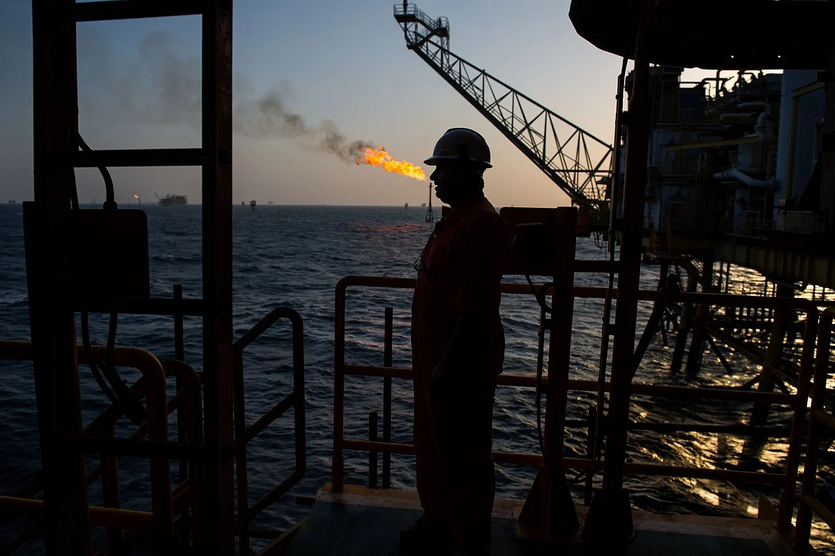 <div class="paragraphs"><p>A gas flame burns from a pipe close to an offshore oil platform in the Persian Gulf's Salman Oil Field, operated by the National Iranian Offshore Oil Co., near Lavan island, Iran. (Photographer: Ali Mohammadi/Bloomberg)</p></div>