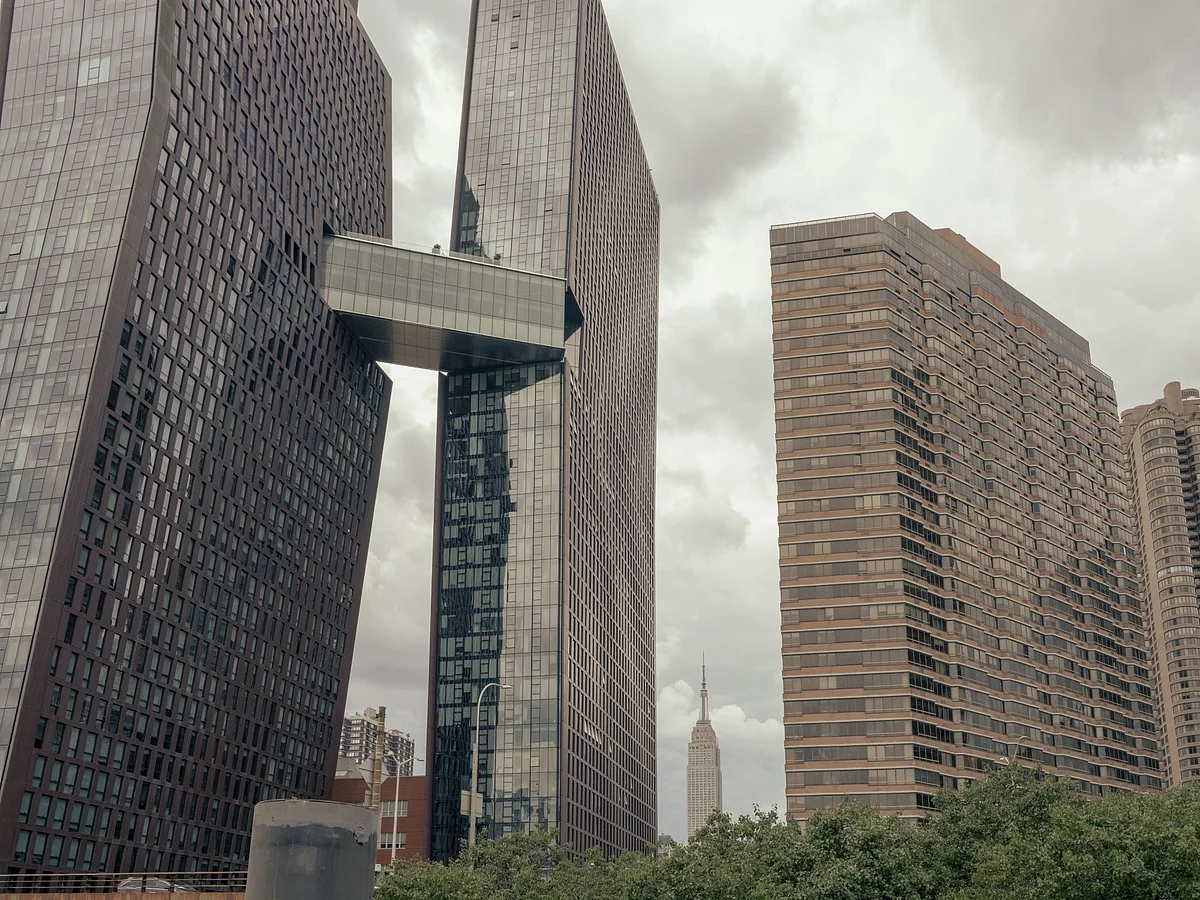 Residential buildings along the East River in New York City. The median rent for a Manhattan apartment hit $4,212 in August.