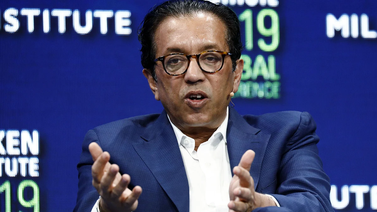 <div class="paragraphs"><p>Rajeev Misra, chief executive officer of SoftBank Investment Advisers, speaks during the Milken Institute Global Conference in Beverly Hills, California, U.S.</p></div>