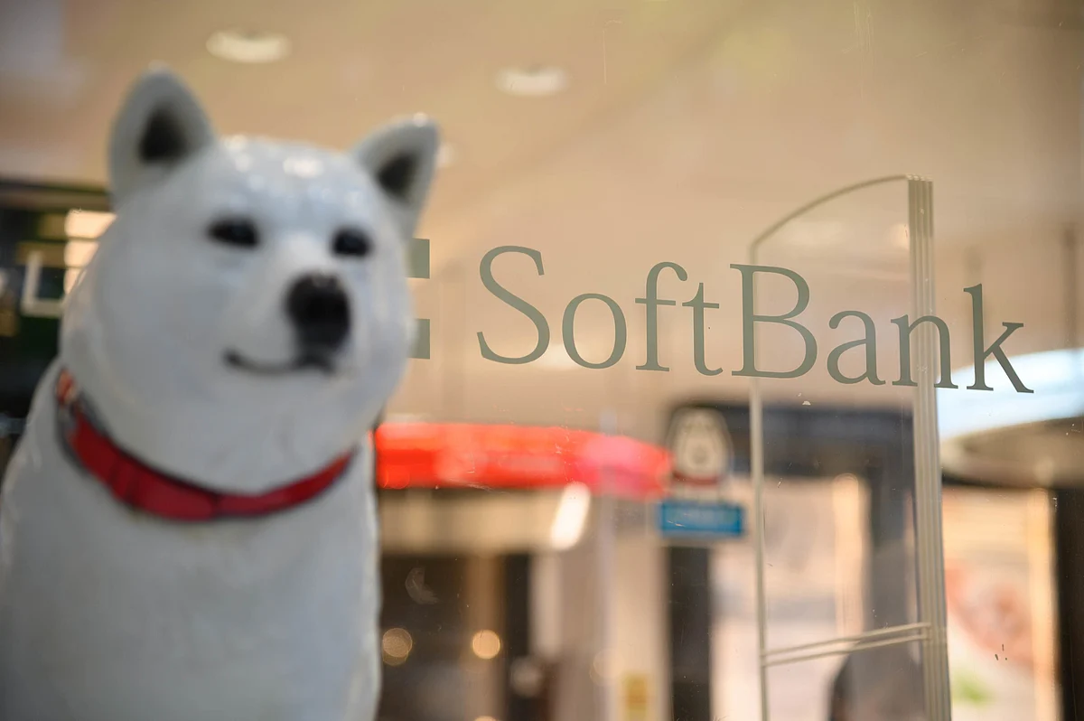 A statue of the 'Oto-san' mascot in front of a SoftBank Corp. store in Tokyo, Japan, on Tuesday, May 10, 2022. SoftBank Group Corp. is scheduled to release its full-year results on May 12.