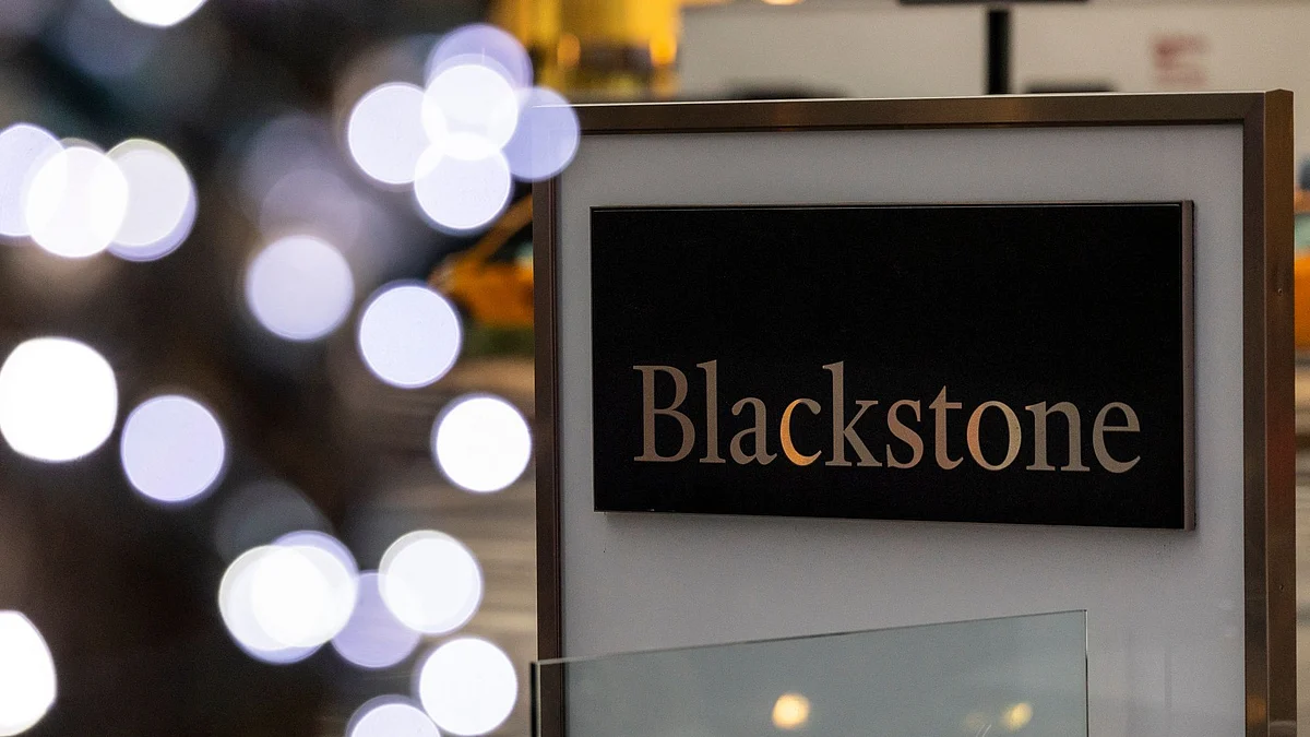 Signage outside the Blackstone headquarters in New York, U.S., on Tuesday, Jan. 25, 2022. Blackstone Inc. is scheduled to release earnings figures on January 27. Photographer: Angus Mordant/Bloomberg