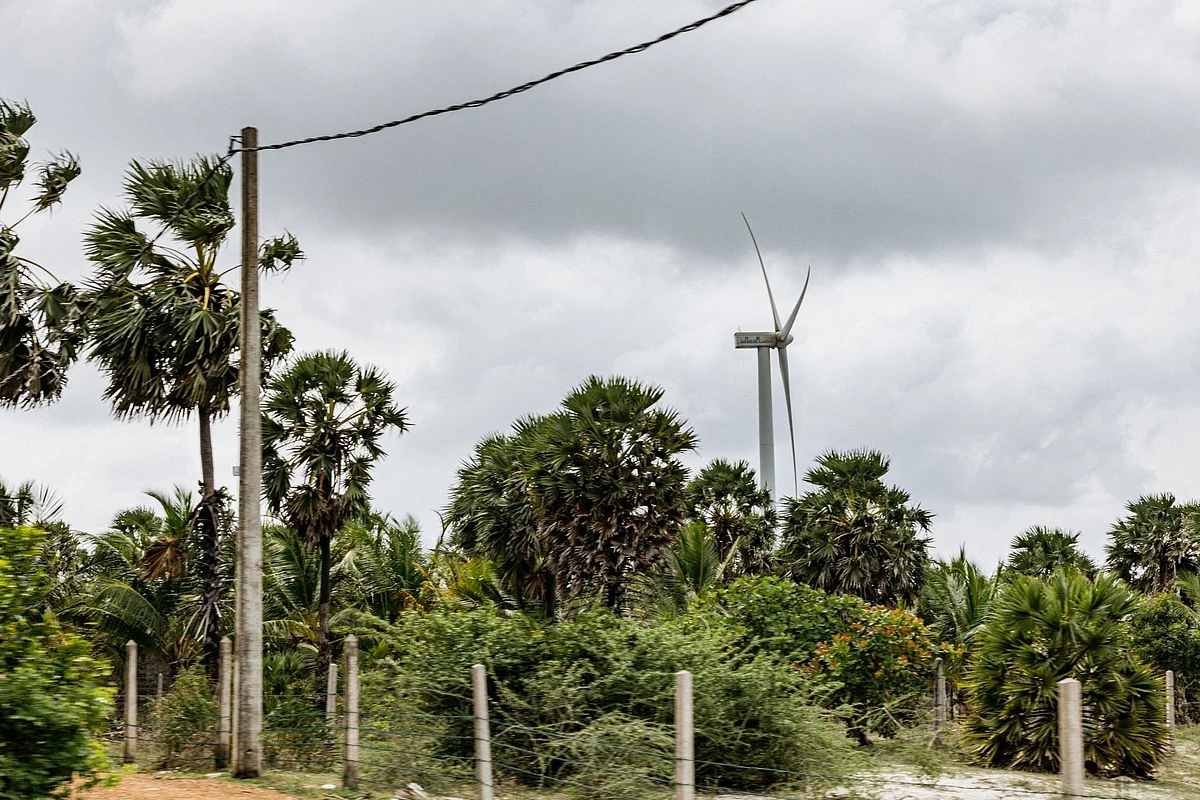 A wind turbine in Jaffna district, Sri Lanka, on Monday, Oct. 24, 2022. Northern Sri Lanka, an impoverished, remote area within striking distance of India’s southern tip is where Gautam Adani -- the Indian billionaire who is Asia’s richest man plans to build renewable power plants, thrusting him into the heart of an international political clash. Photographer: Jonathan Wijayaratne/Bloomberg
