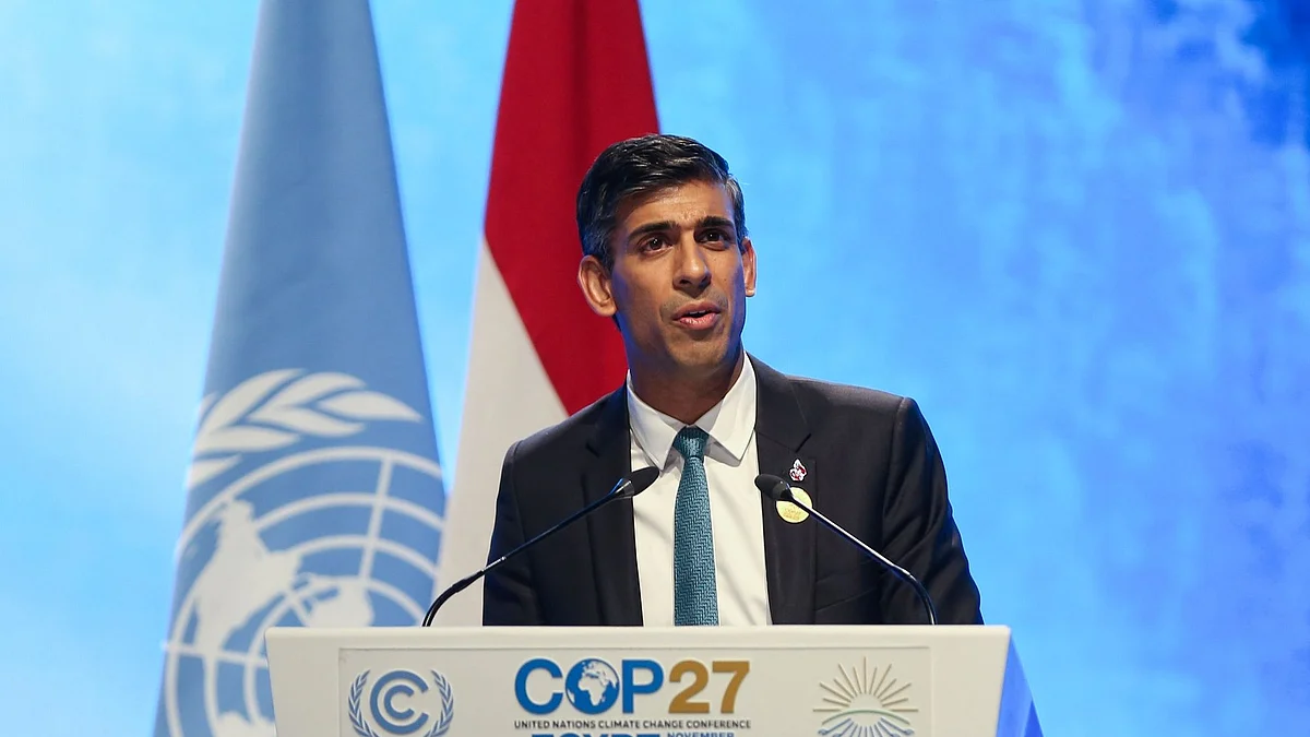<div class="paragraphs"><p>Rishi Sunak, U.K. prime minster, delivers a national statement at the COP27 climate conference at the Sharm El Sheikh.</p></div>