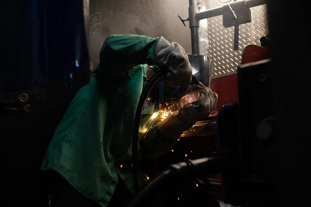 A student during a Welding Production Worker training program class at the Detroit Training Center in Detroit, Michigan, US, on Tuesday, July 5, 2022. The Department of Labor is scheduled to release initial jobless claims on July 7.