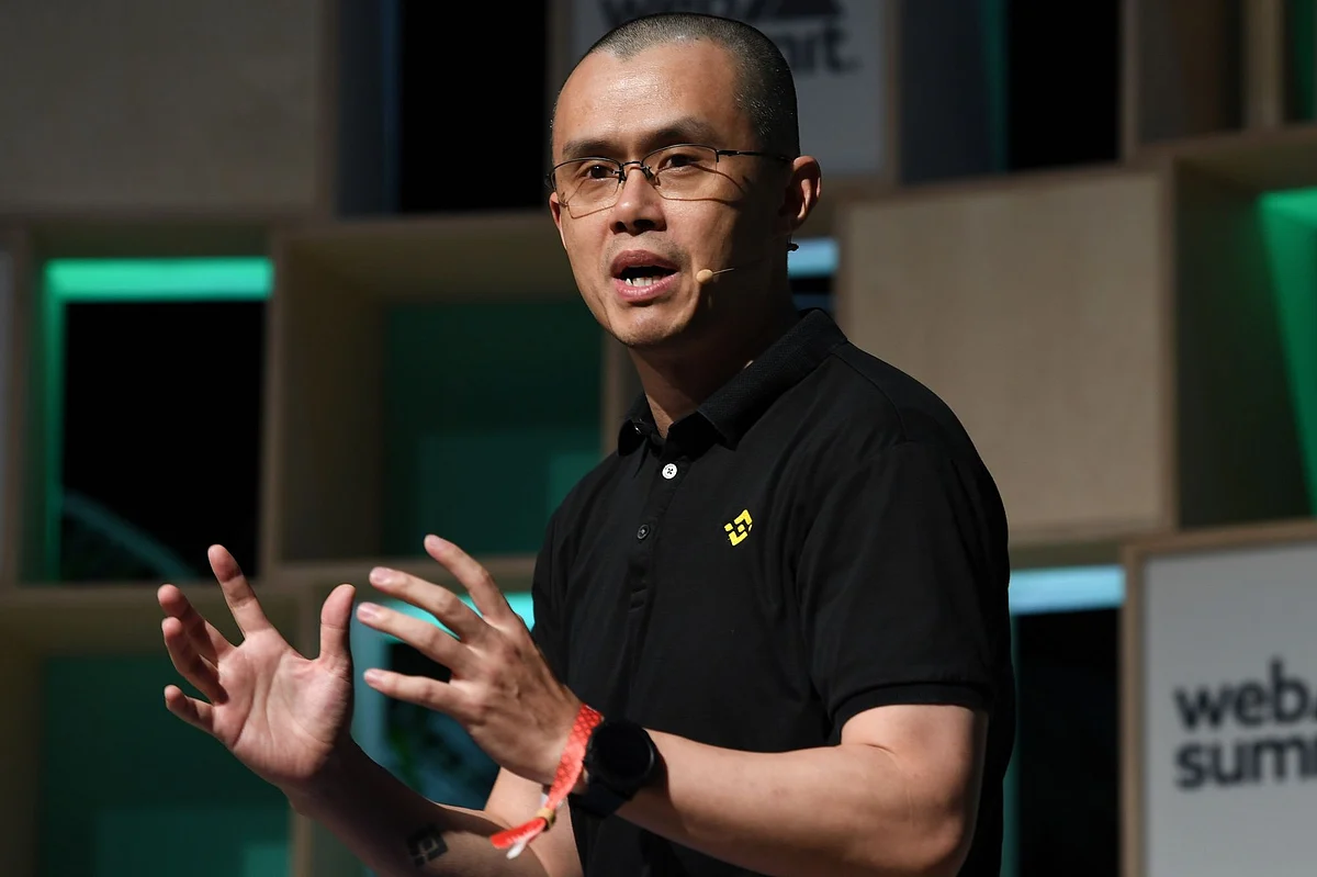 Changpeng Zhao, billionaire and chief executive officer of Binance Holdings Ltd., speaks during a session at the Web Summit in Lisbon, Portugal. Photographer: Zed Jameson/Bloomberg
