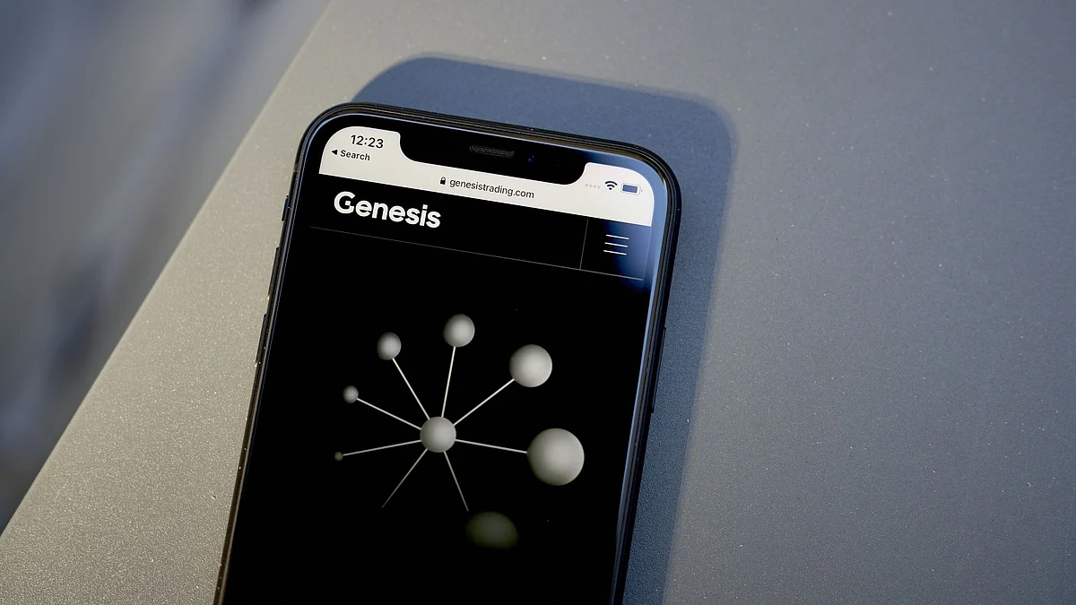 The Genesis website on a smartphone arranged in the Brooklyn borough of New York, US, on Thursday, Nov. 17, 2022. Reverberations from the collapse of Sam Bankman-Fried’s empire continue to spread through financial markets, threatening the future of crypto lenders like BlockFi Inc. and Voyager Digital Ltd. Photographer: Gabby Jones/Bloomberg