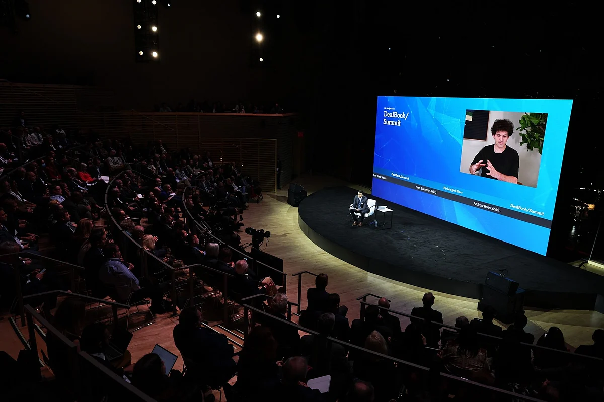 Sam Bankman-Fried speaks virtually during the New York Times DealBook Summit on Nov. 30.
