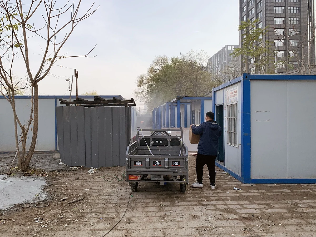 A temporary Covid-19 quarantine facility under construction in Beijing, China, on Wednesday, Nov. 23, 2022.