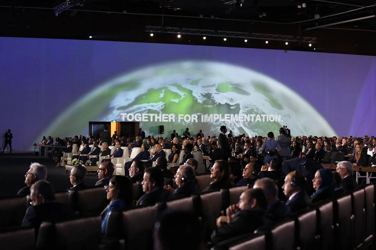 Delegates attend a plenary session at the COP27 climate conference in Sharm El-Sheikh, Egypt, on Nov. 7. Photographer: Islam Safwat/Bloomberg