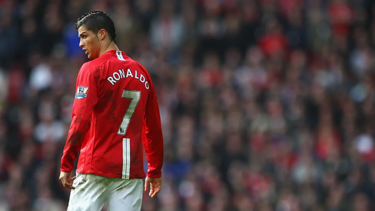 MANCHESTER, UNITED KINGDOM - MARCH 14: Cristiano Ronaldo of Manchester United looks on during the Barclays Premier League match between Manchester United and Liverpool at Old Trafford on March 14, 2009 in Manchester, England. (Photo by Laurence Griffiths/Getty Images)