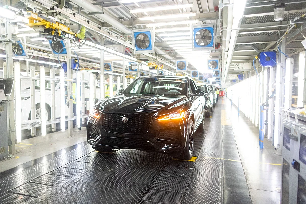 <div class="paragraphs"><p>A Jaguar F Pace sports utility vehicle (SUV) at the end of the production line at Tata Motors Ltd.'s Jaguar Land Rover vehicle manufacturing plant in Solihull, UK, on Friday, Jan. 20, 2023. Tata Motors are due to report their latest results on Wednesday.</p></div>