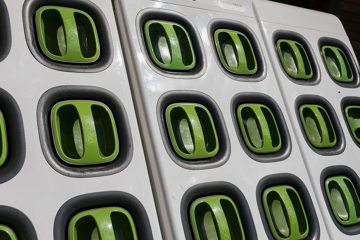 A Gogoro scooter battery charging station.