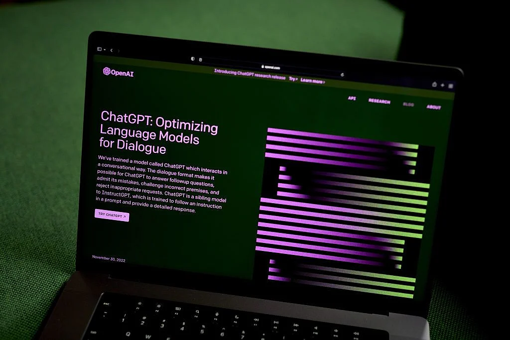 The OpenAI website ChatGPT about page on laptop computer arranged in the Brooklyn borough of New York, US, on Thursday, Jan. 12, 2023. Microsoft Corp. is in discussions to invest as much as $10 billion in OpenAI, the creator of viral artificial intelligence bot ChatGPT, according to people familiar with its plans. Gabby Jones/Bloomberg via Getty Images