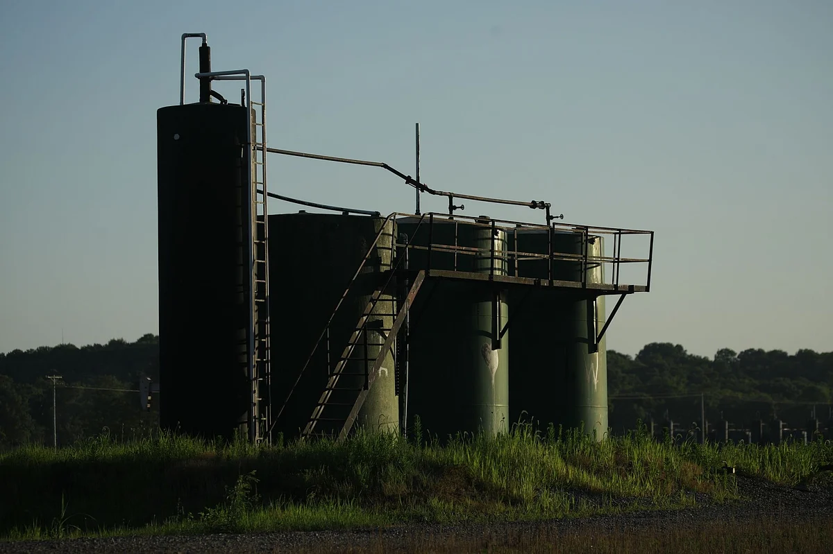 Petroleum storage tanks at the New Harmony Oil Field in Grayville, Illinois, US, on Sunday, June 19, 2022. Top Biden administration officials are weighing limits on exports of fuel as the White House struggles to contain gasoline prices that have topped $5 per gallon. Photographer: Luke Sharrett/Bloomberg