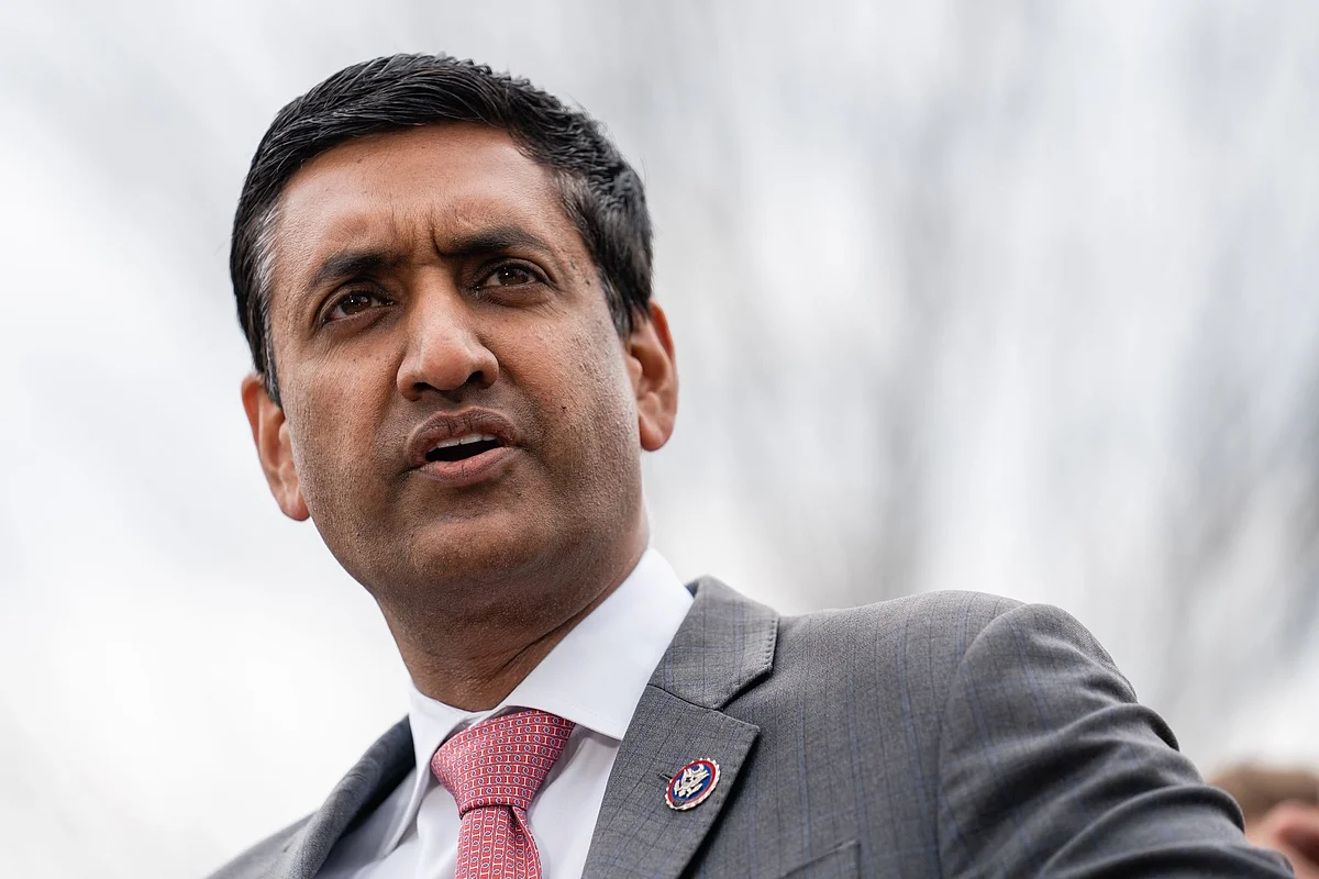 Representative Ro Khanna, a Democrat from California, speaks during a news conference for the Big Oil Windfall Profits Tax Act near the U.S. Capitol in Washington, D.C., U.S., on Wednesday, March 30, 2022. Legislation to revoke Russia's regular trade status with the U.S. remains stalled as Democrats scramble to reach a deal with GOP Senators.