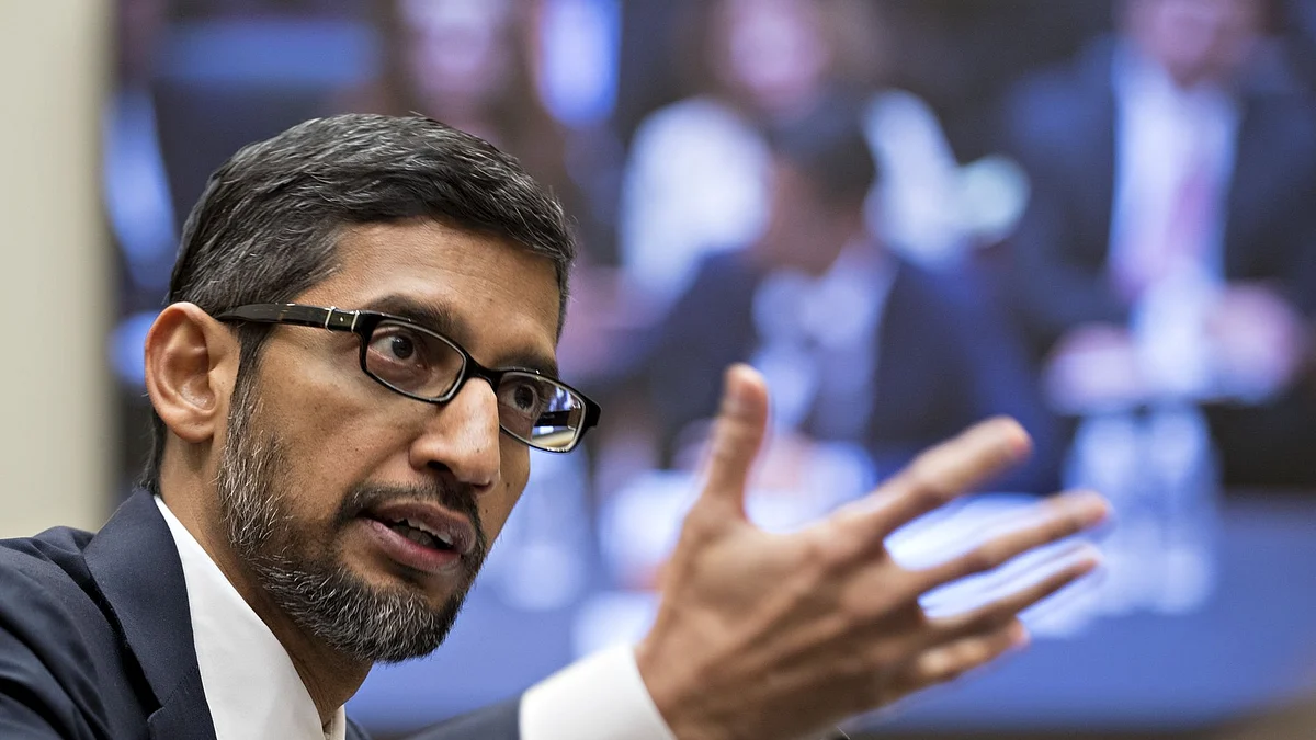 Sundar Pichai, chief executive officer of Google Inc., speaks during a House Judiciary Committee hearing in Washington, D.C., U.S., on Tuesday, Dec. 11, 2018. Pichai kicked off his first appearance before Congress Tuesday stressing the company's American roots as lawmakers from both parties criticized the world's largest search engine over issues including political bias, privacy and its ambitions to re-enter the Chinese market. Photographer: Andrew Harrer/Bloomberg