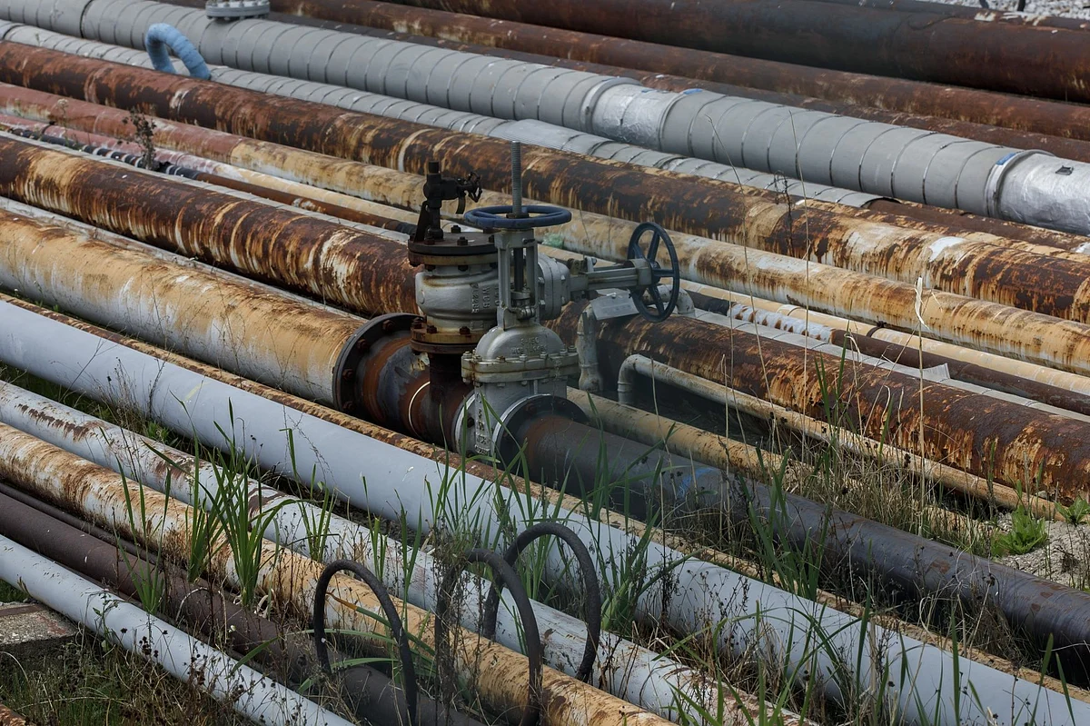 Pipes lead to an Imperial Oil Ltd. refinery near the Enbridge Line 5 pipeline in Sarnia, Ontario, Canada, on Tuesday, May 25, 2021. Enbridge Inc. said it will continue to ship crude through its Line 5 pipeline that crosses the Great Lakes, despite Michigan Governor Gretchen Whitmer's order to shut the conduit. Photographer: Cole Burston/Bloomberg