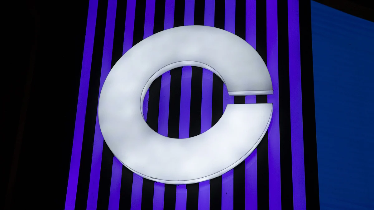 <div class="paragraphs"><p>A company logo at the Coinbase Global Inc. event in Bengaluru, India. (Photographer: Samyukta Lakshmi/Bloomberg)</p></div>
