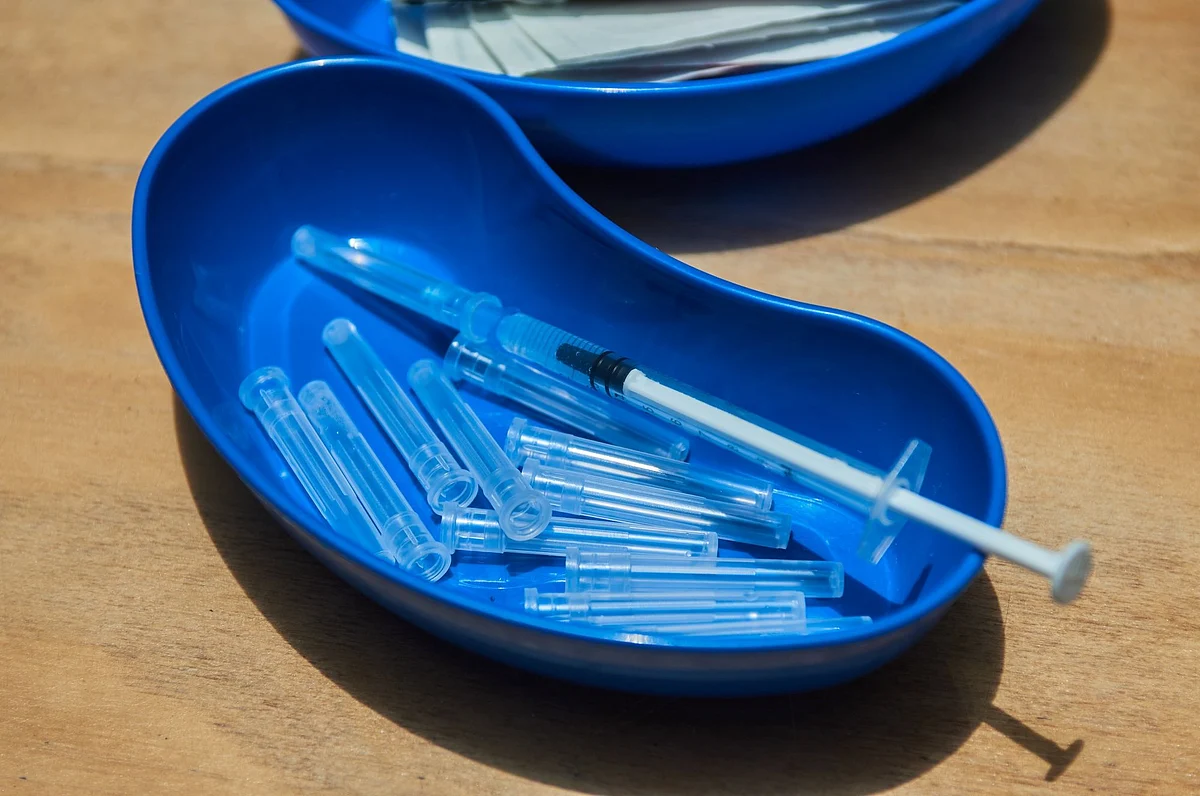 A prepared Covid-19 vaccine dose in a syringe at the Discovery Ltd. mass Covid-19 vaccination site in Johannesburg, South Africa, on Thursday, Dec. 9, 2021. South Africa's government is weighing the risks that a stricter lockdown might pose to the economy as it considers tightening restrictions to curb surging coronavirus infections, Minister in the Presidency Mondli Gungubele said.